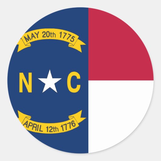 vlag van de staat North Carolina Ronde Sticker (Voorkant)