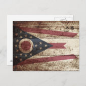 Vlag van de staat Ohio op de oude houten korrel Briefkaart (Voorkant / Achterkant)