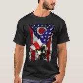 Vlag van de staat Ohio verergerde Amerikaans patri T-shirt (Voorkant)
