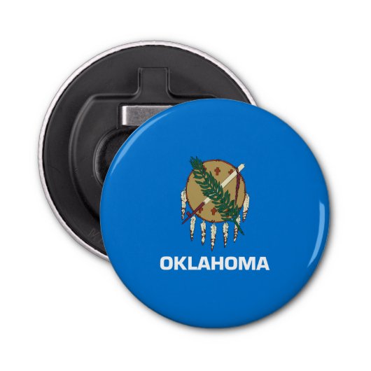 vlag van de staat Oklahoma Button Flesopener (Voorkant)