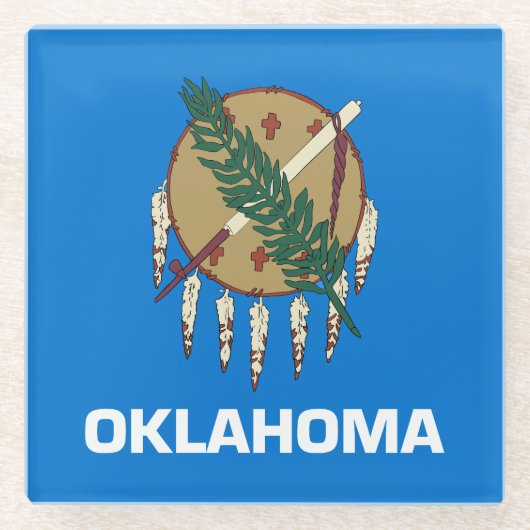 vlag van de staat Oklahoma Glazen Onderzetter (Voorkant)
