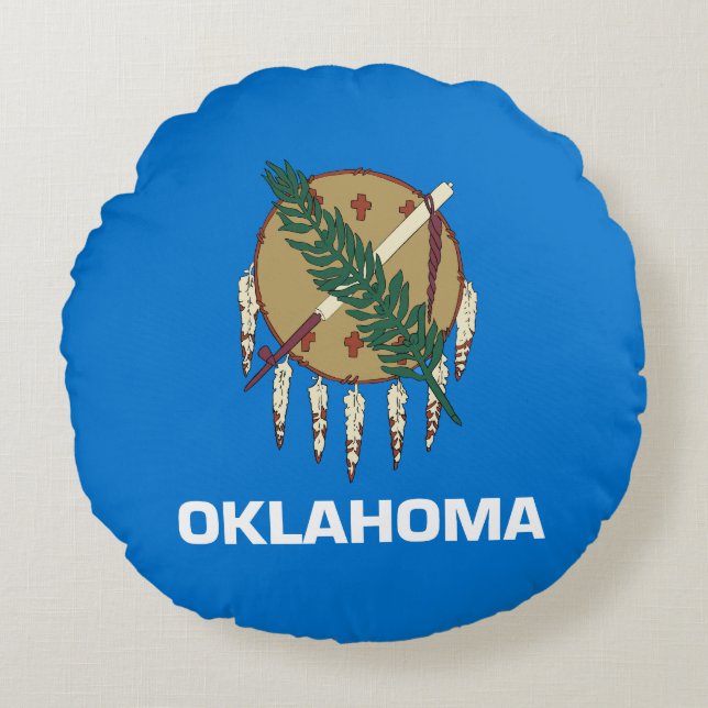 vlag van de staat Oklahoma Rond Kussen (Voorkant)