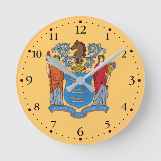Vlag van de staat Patriotic New Jersey Ronde Klok (Voorkant)
