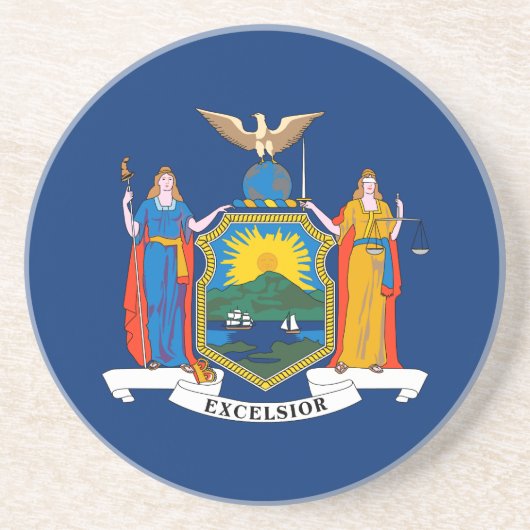 Vlag van de staat Patriotic New York Zandsteen Onderzetter (Voorkant)