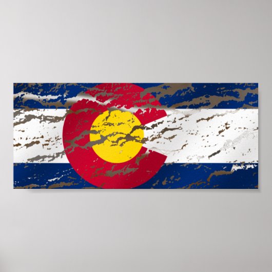  vlag van de staat Retro Colorado Poster (Voorkant)