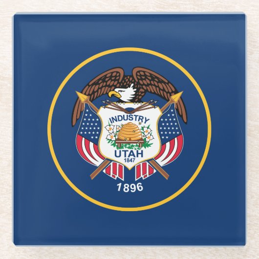 Vlag van de staat Utah Glazen Onderzetter (Voorkant)
