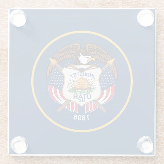 Vlag van de staat Utah Glazen Onderzetter (Achterkant)