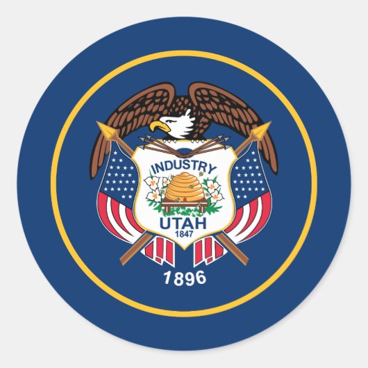 Vlag van de staat Utah Ronde Sticker (Voorkant)
