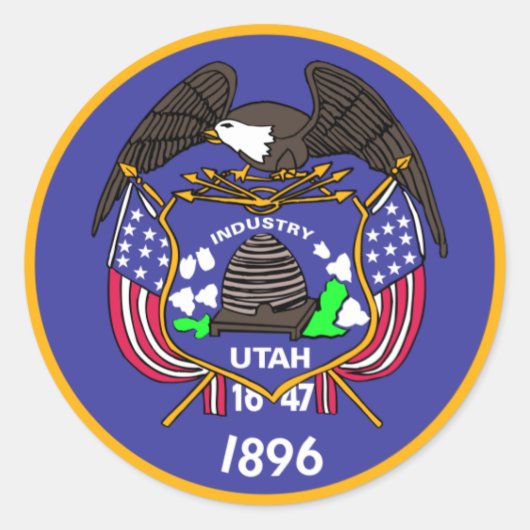 Vlag van de staat Utah Ronde Sticker (Voorkant)