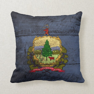 Vlag van de staat Vermont op de oude houten korrel Kussen