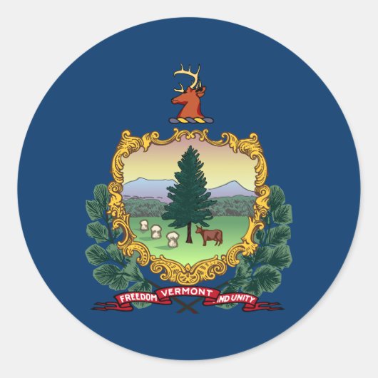 Vlag van de staat Vermont Ronde Sticker (Voorkant)