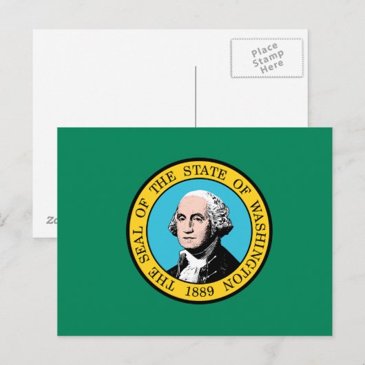 vlag van de staat Washington Briefkaart (Voorkant / Achterkant)
