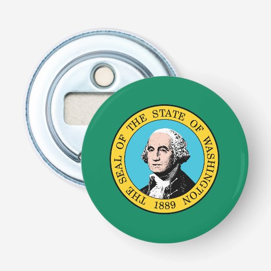 Vlag van de staat Washington Button Flesopener (Voorkant)