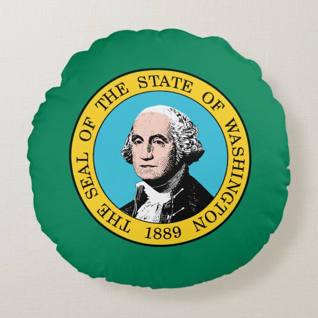 Vlag van de staat Washington Rond Kussen (Voorkant)