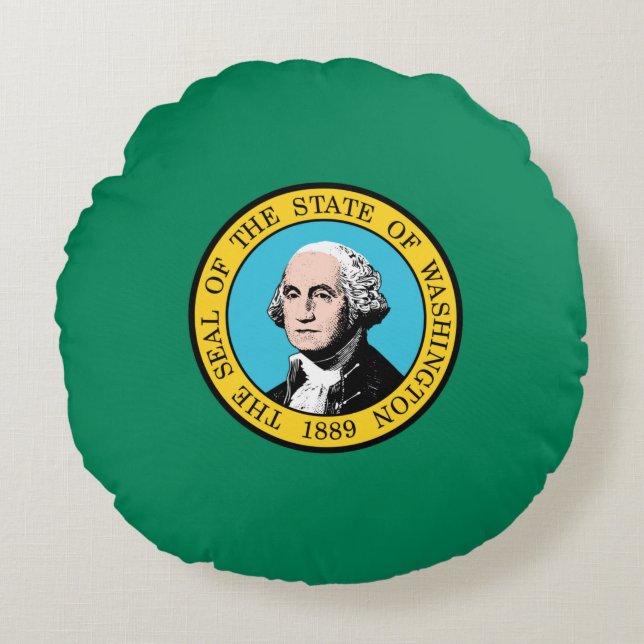 vlag van de staat Washington Rond Kussen (Voorkant)