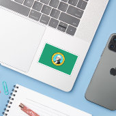 Vlag van de staat Washington Sticker (Laptop met iPhone)