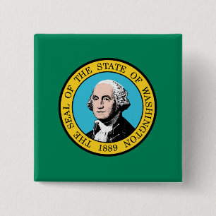 vlag van de staat Washington Vierkante Button 5,1 Cm