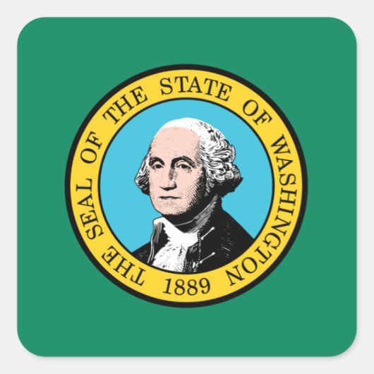 Vlag van de staat Washington Vierkante Sticker (Voorkant)
