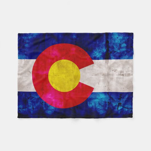  vlag van de staat Weathered Colorado Fleece Deken (Voorkant (Horizontaal))
