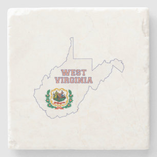 Vlag van de staat West Virginia Silhouette Map Stenen Onderzetter