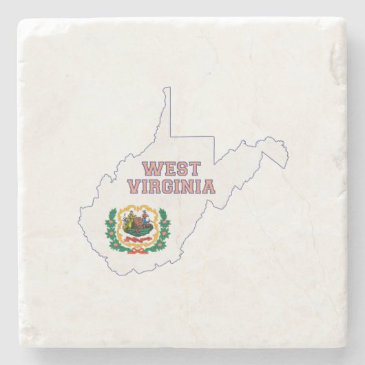 Vlag van de staat West Virginia Silhouette Map Stenen Onderzetter (Voorkant)
