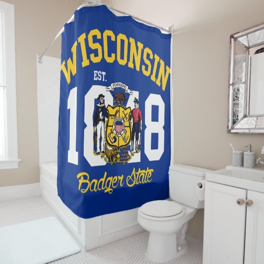Vlag van de staat Wisconsin Badger Douchegordijn (In situ)