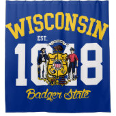 Vlag van de staat Wisconsin Badger Douchegordijn (Voorkant)