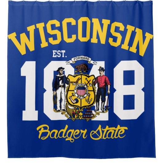 Vlag van de staat Wisconsin Badger Douchegordijn (Voorkant)