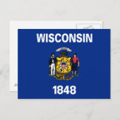 Vlag van de staat Wisconsin Briefkaart (Voorkant / Achterkant)
