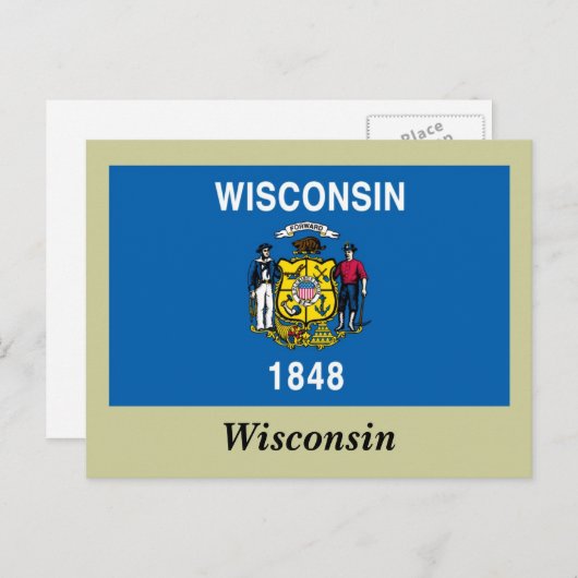 Vlag van de staat Wisconsin Briefkaart (Voorkant / Achterkant)