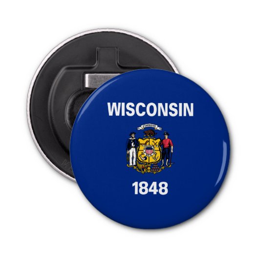 Vlag van de staat Wisconsin Button Flesopener (Voorkant)
