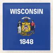 Vlag van de staat Wisconsin Glazen Onderzetter (Voorkant)