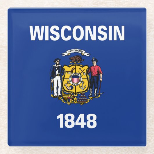 Vlag van de staat Wisconsin Glazen Onderzetter (Voorkant)