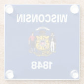 Vlag van de staat Wisconsin Glazen Onderzetter (Achterkant)