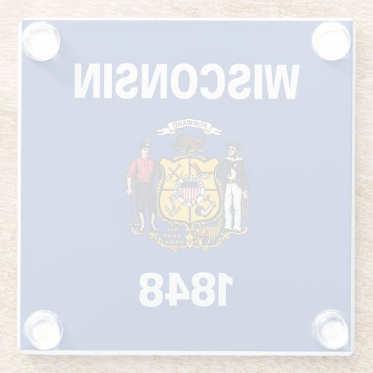 Vlag van de staat Wisconsin Glazen Onderzetter (Achterkant)