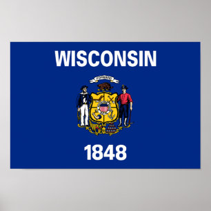 Vlag van de staat Wisconsin Poster