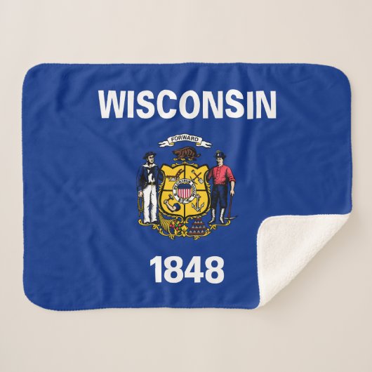 Vlag van de staat Wisconsin Sherpa Deken (Voorkant (horizontaal))