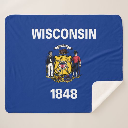 Vlag van de staat Wisconsin Sherpa Deken (Voorkant (horizontaal))
