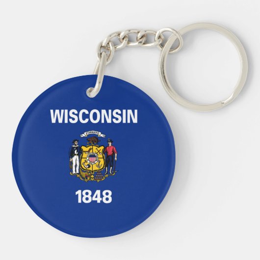Vlag van de staat Wisconsin Sleutelhanger (Achterkant)