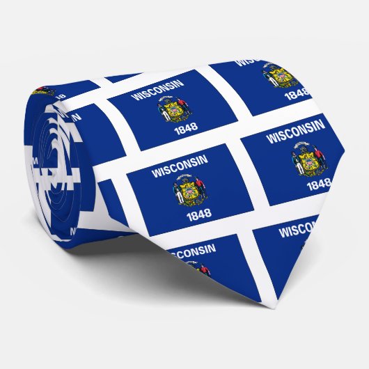 Vlag van de staat Wisconsin Stropdas (Opgerold)