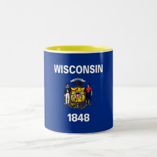 Vlag van de staat Wisconsin Tweekleurige Koffiemok