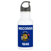 Vlag van de staat Wisconsin Waterfles (Voorkant)
