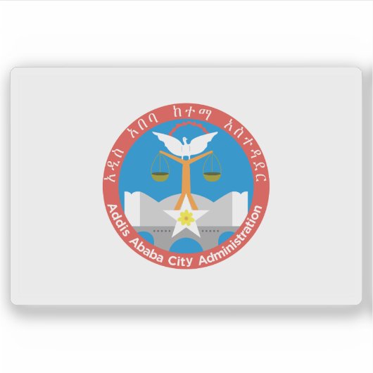 Vlag van de stad Addis Abeba, Ethië Sticker (Voorkant)