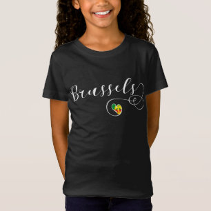 Vlag van de Stad Brussel in Hart T-shirt