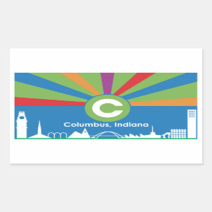 Vlag van de stad Columbus Rechthoekige Sticker
