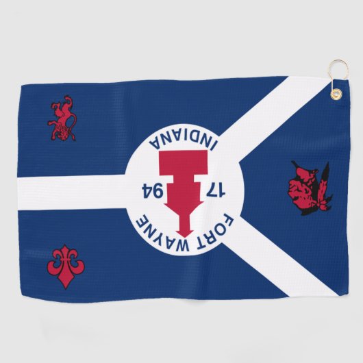 vlag van de stad Fort Wayne (Indiana) Golfhanddoek (Horizontaal)
