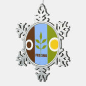 Vlag van de stad Fresno, California Snowflake Pewt Tin Sneeuwvlok Ornament (Rechts)