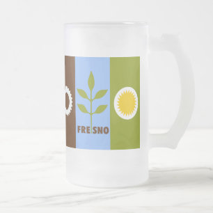 Vlag van de stad Fresno, Californië, bevroren glas Matglas Bierpul