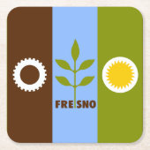 Vlag van de stad Fresno, Californië Kartonnen Onderzetters (Voorkant)