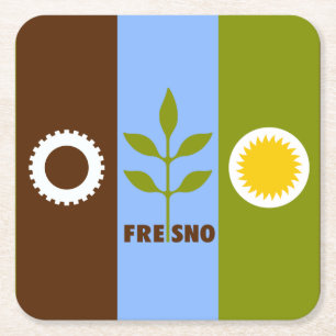 Vlag van de stad Fresno, Californië Kartonnen Onderzetters